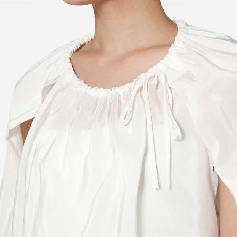 THE LOOM THE LOOM ＜ザ ルーム＞ シアー素材 ケープデザインブラウス WHITE