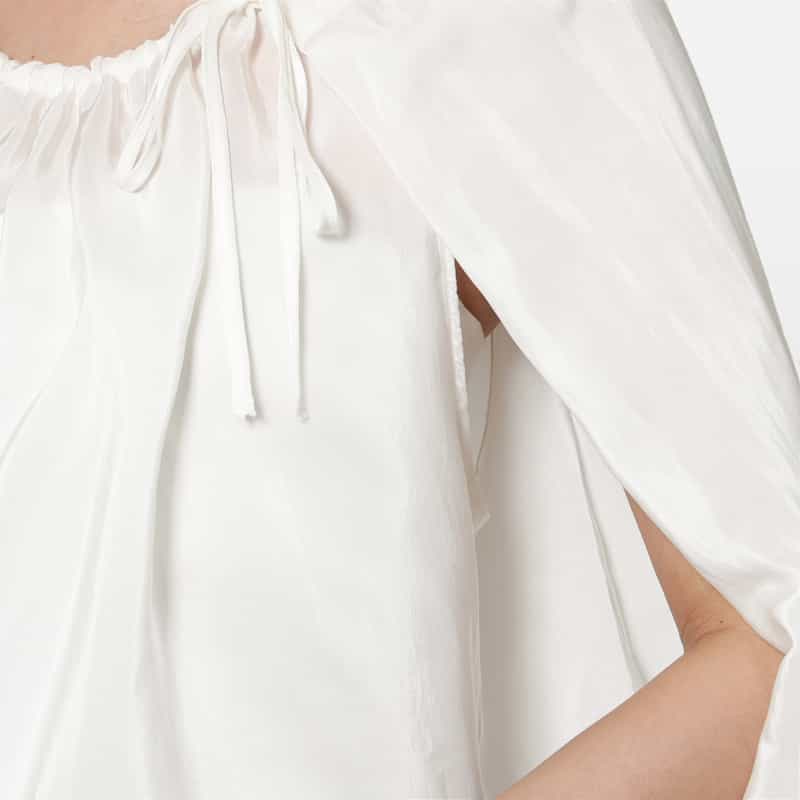 THE LOOM THE LOOM ＜ザ ルーム＞ シアー素材 ケープデザインブラウス WHITE