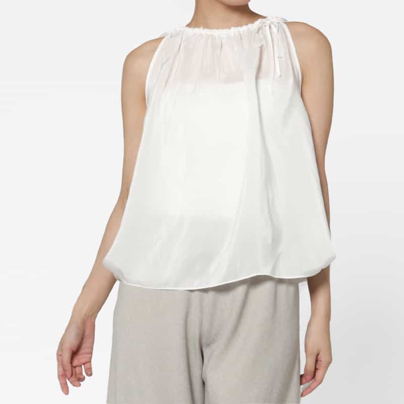 THE LOOM THE LOOM ＜ザ ルーム＞ シアー素材 ケープデザインブラウス WHITE