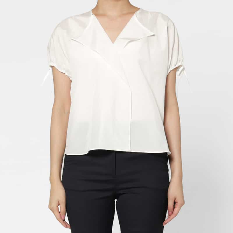 THE LOOM THE LOOM ＜ザ ルーム＞ シアー素材 パフスリーブボリュームブラウス WHITE