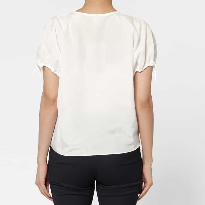 THE LOOM THE LOOM ＜ザ ルーム＞ シアー素材 パフスリーブボリュームブラウス WHITE