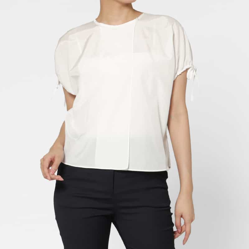 THE LOOM THE LOOM ＜ザ ルーム＞ シアー素材 パフスリーブボリュームブラウス WHITE