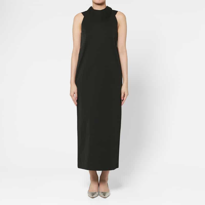 THE LOOM THE LOOM ＜ザ ルーム＞ バックリボン ロングドレス BLACK