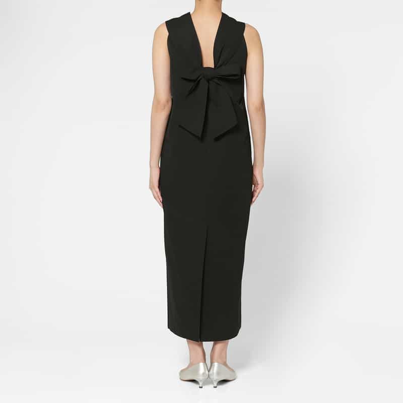 THE LOOM THE LOOM ＜ザ ルーム＞ バックリボン ロングドレス BLACK