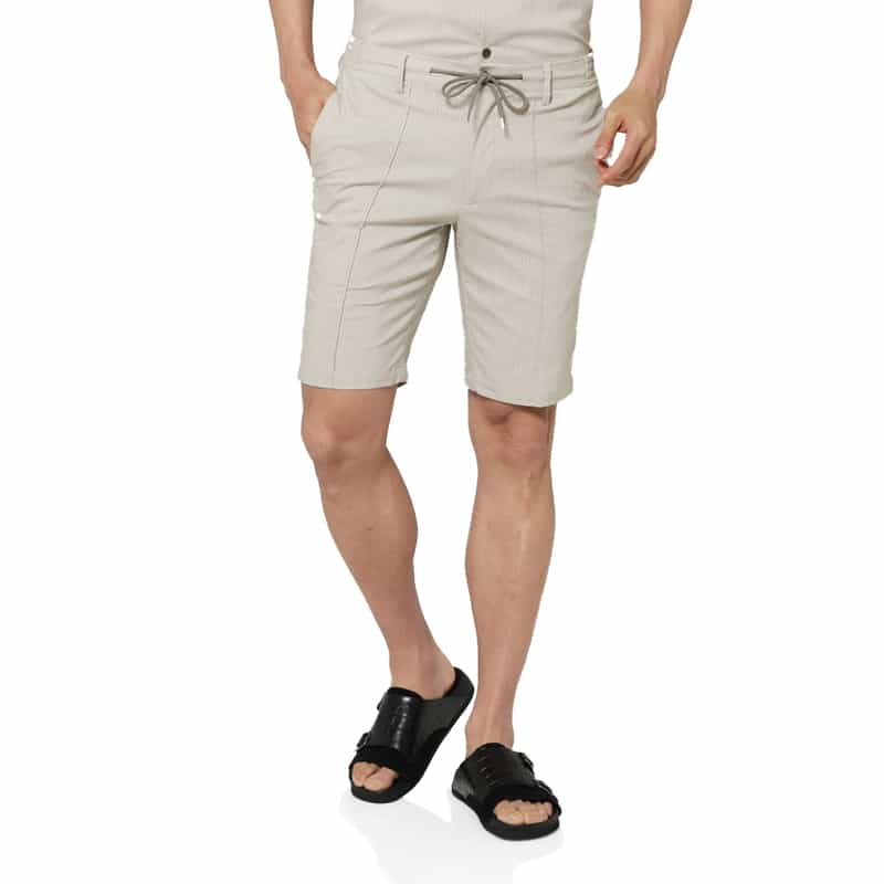 BARNEYS NEW YORK セットアップ ストライプ柄ストレッチショーツ BEIGE