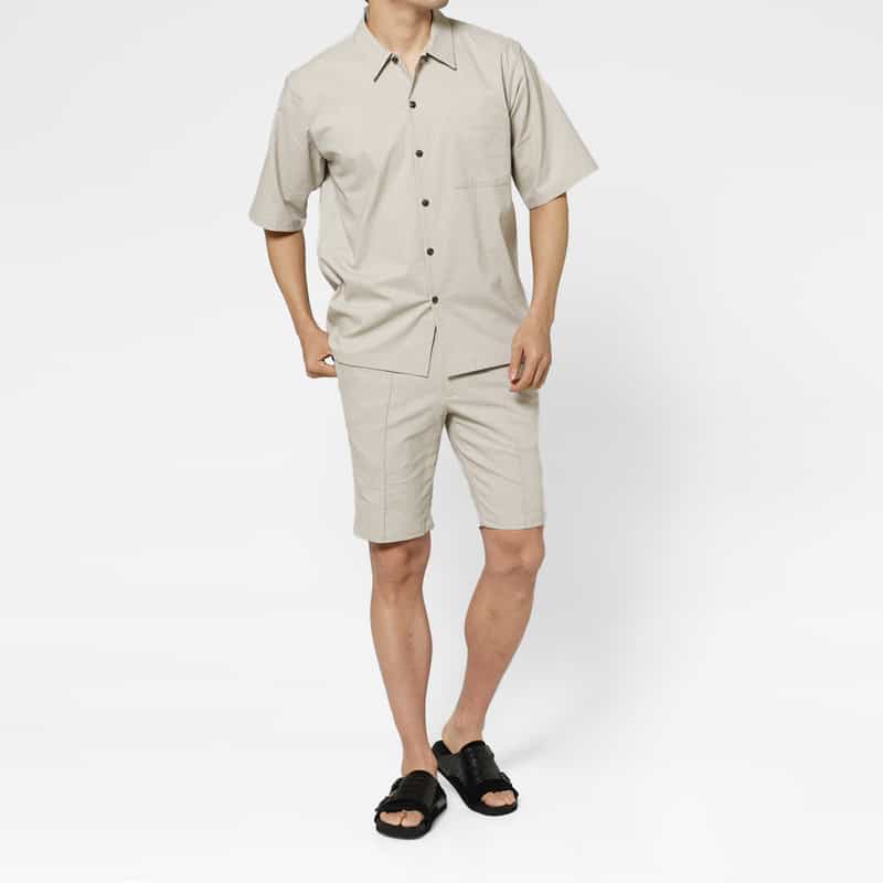 BARNEYS NEW YORK セットアップ ストライプ柄ストレッチショーツ BEIGE