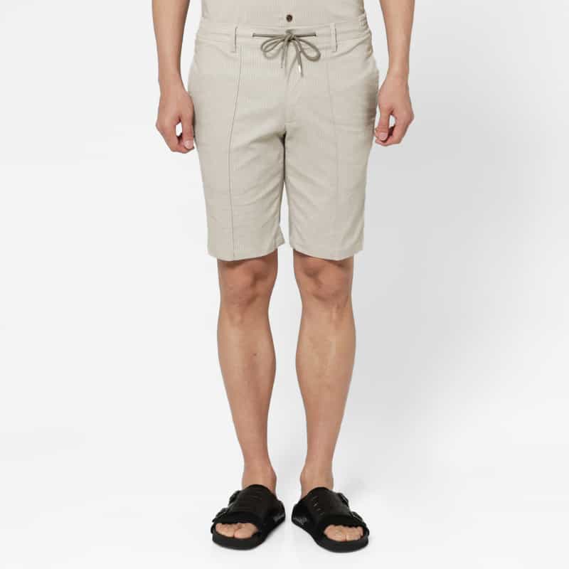 BARNEYS NEW YORK セットアップ ストライプ柄ストレッチショーツ BEIGE