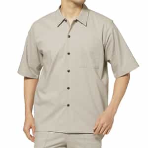 セットアップ ストライプ柄ストレッチカジュアルシャツ