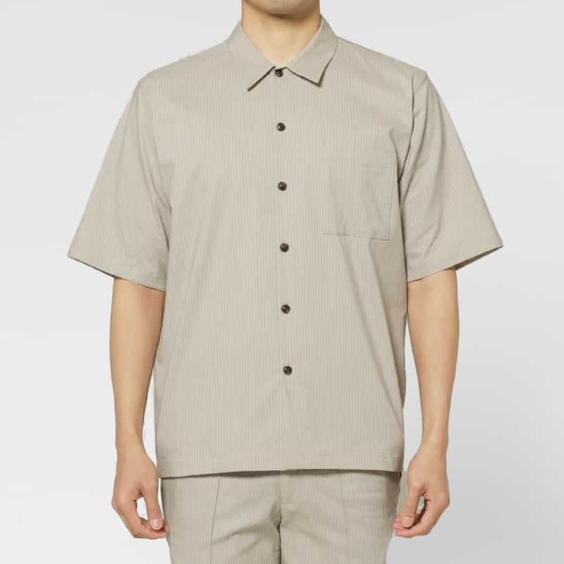 BARNEYS NEW YORK セットアップ ストライプ柄ストレッチカジュアルシャツ BEIGE