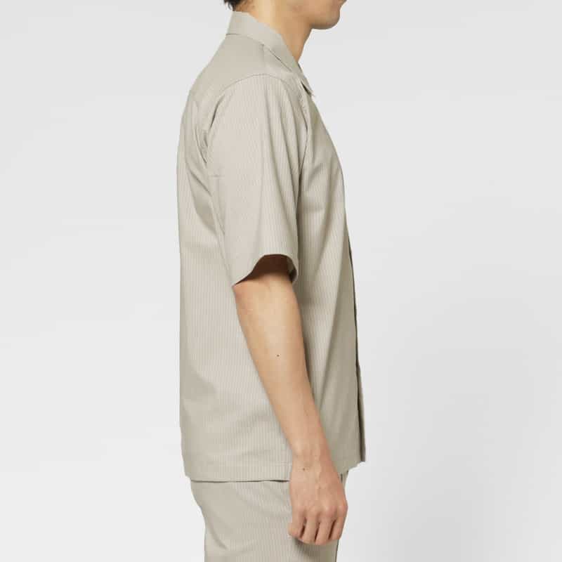 BARNEYS NEW YORK セットアップ ストライプ柄ストレッチカジュアルシャツ BEIGE