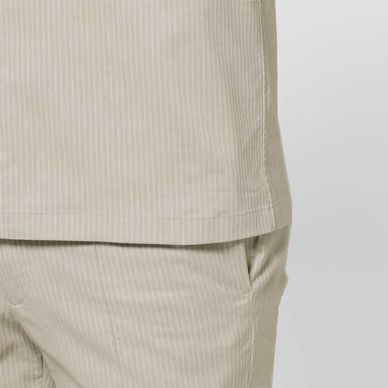 BARNEYS NEW YORK セットアップ ストライプ柄ストレッチカジュアルシャツ BEIGE