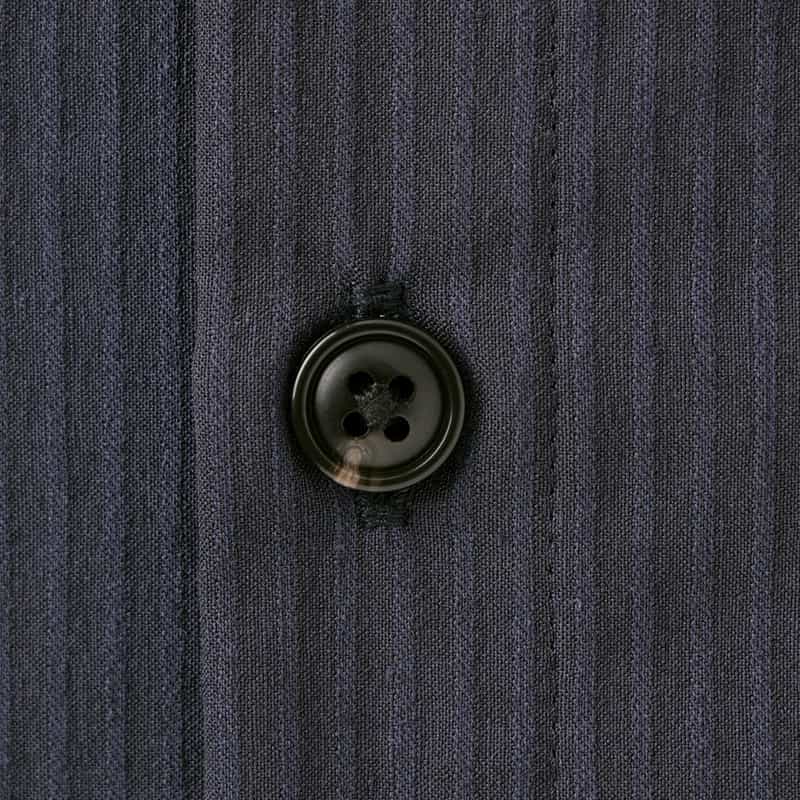 BARNEYS NEW YORK セットアップ ストライプ柄ストレッチカジュアルシャツ NAVY