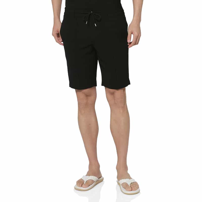 BARNEYS NEW YORK セットアップ ストレッチワッフル素材ショーツ BLACK