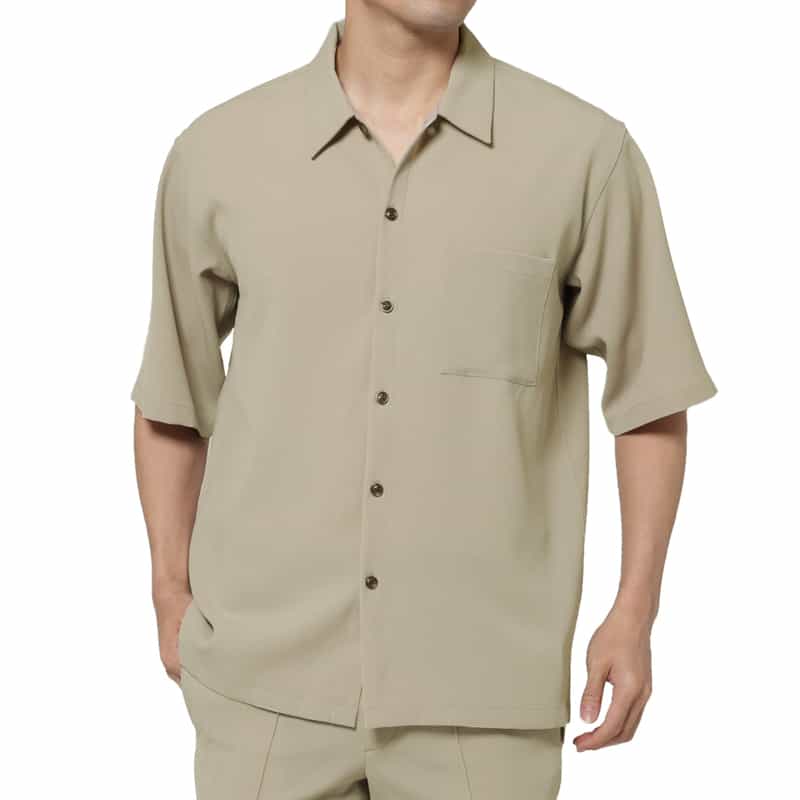 BARNEYS NEW YORK セットアップ ストレッチワッフル素材カジュアルシャツ WHITE