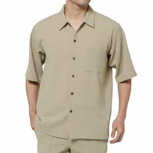 セットアップ ストレッチワッフル素材カジュアルシャツ