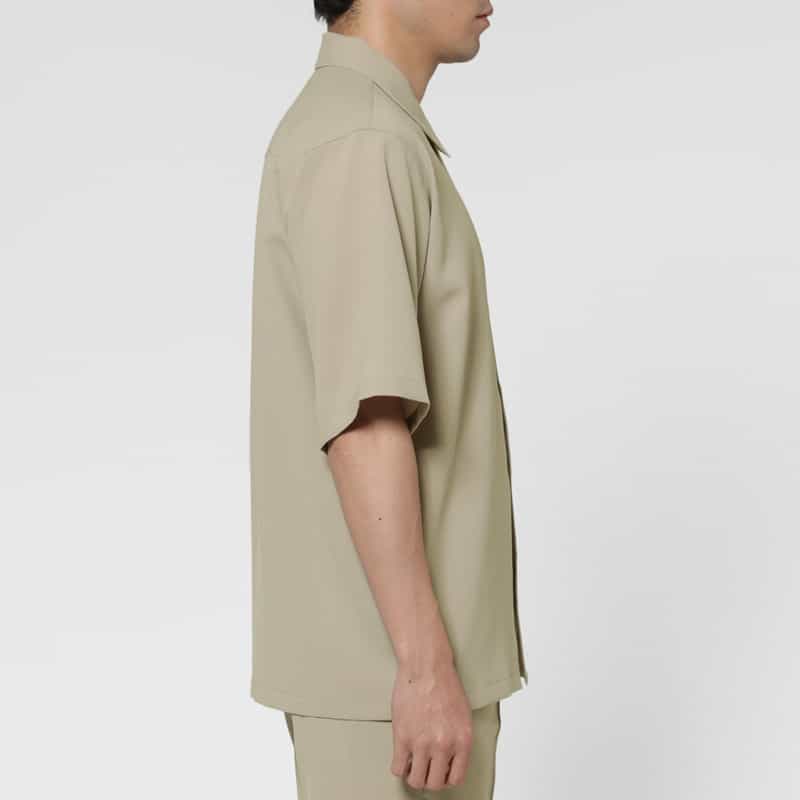 BARNEYS NEW YORK セットアップ ストレッチワッフル素材カジュアルシャツ WHITE