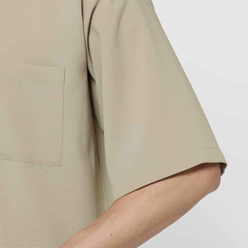 BARNEYS NEW YORK セットアップ ストレッチワッフル素材カジュアルシャツ WHITE