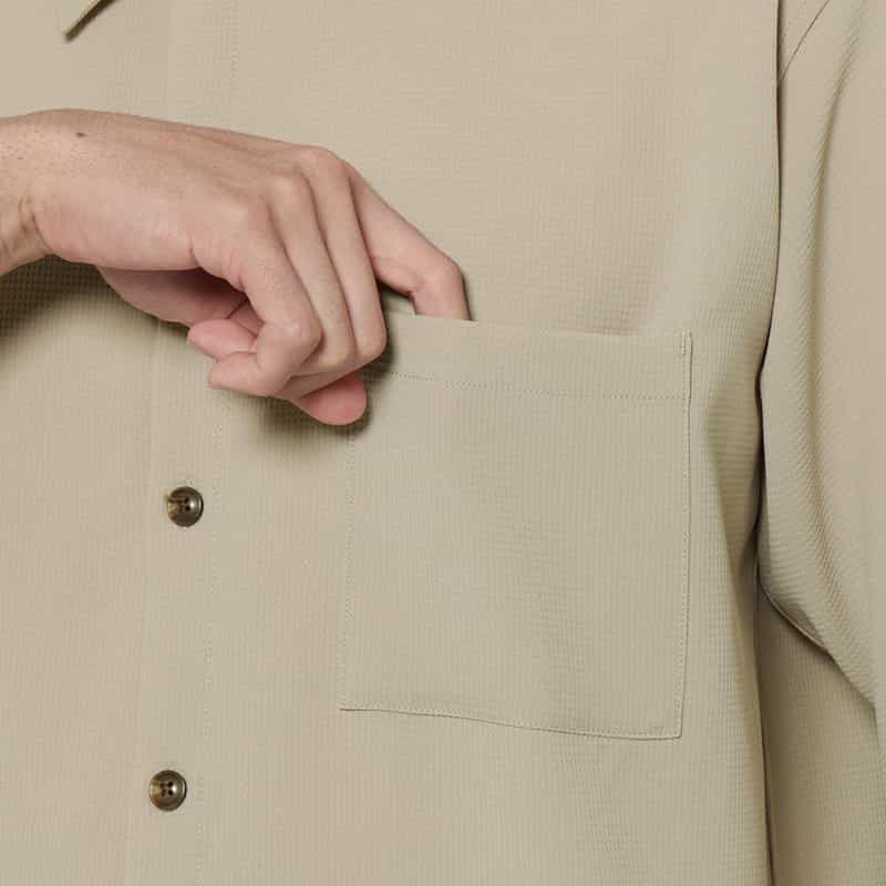 BARNEYS NEW YORK セットアップ ストレッチワッフル素材カジュアルシャツ WHITE