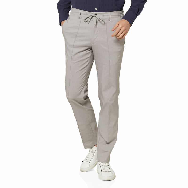 BARNEYS NEW YORK コットン×リネン素材 カジュアルパンツ LIGHT GRAY