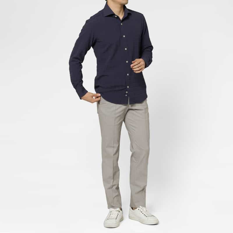 BARNEYS NEW YORK コットン×リネン素材 カジュアルパンツ LIGHT GRAY