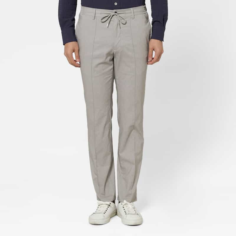 BARNEYS NEW YORK コットン×リネン素材 カジュアルパンツ LIGHT GRAY