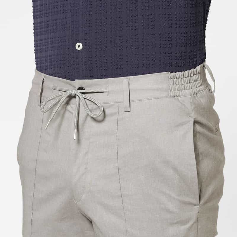 BARNEYS NEW YORK コットン×リネン素材 カジュアルパンツ LIGHT GRAY