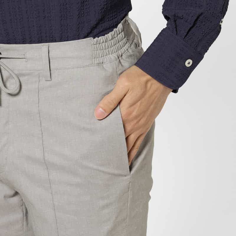 BARNEYS NEW YORK コットン×リネン素材 カジュアルパンツ LIGHT GRAY