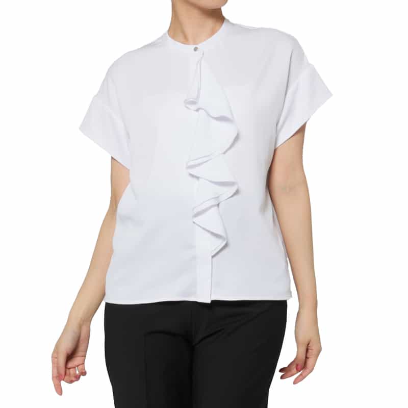 BARNEYS NEW YORK ウォッシャブル ラッフルデザインブラウス OFF WHITE