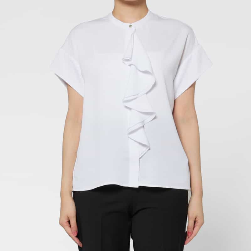 BARNEYS NEW YORK ウォッシャブル ラッフルデザインブラウス OFF WHITE