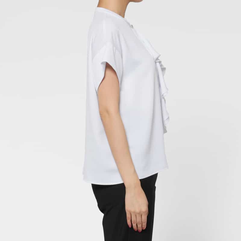 BARNEYS NEW YORK ウォッシャブル ラッフルデザインブラウス OFF WHITE