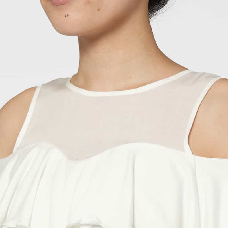 BARNEYS NEW YORK オフショルダー フリルカットソー OFF WHITE