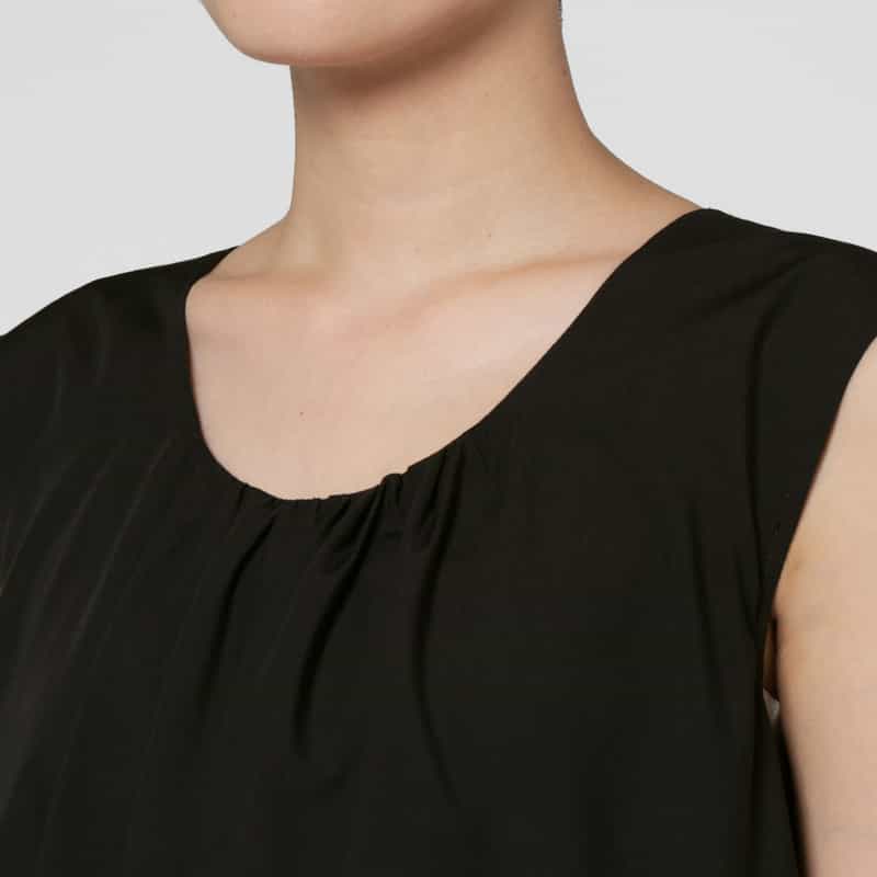BARNEYS NEW YORK ウォッシャブル バックリボンギャザードレス BLACK