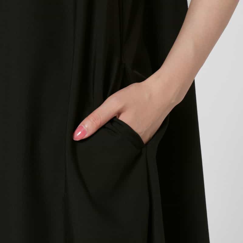 BARNEYS NEW YORK ウォッシャブル バックリボンギャザードレス BLACK