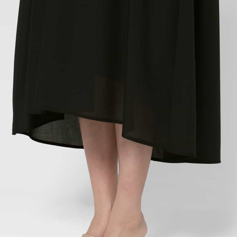 BARNEYS NEW YORK ウォッシャブル バックリボンギャザードレス BLACK