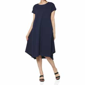 コットン素材 アシンメトリーヘムデザインドレス