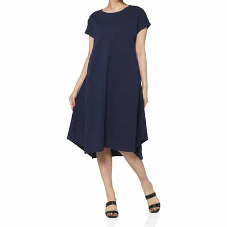 コットン素材 アシンメトリーヘムデザインドレス