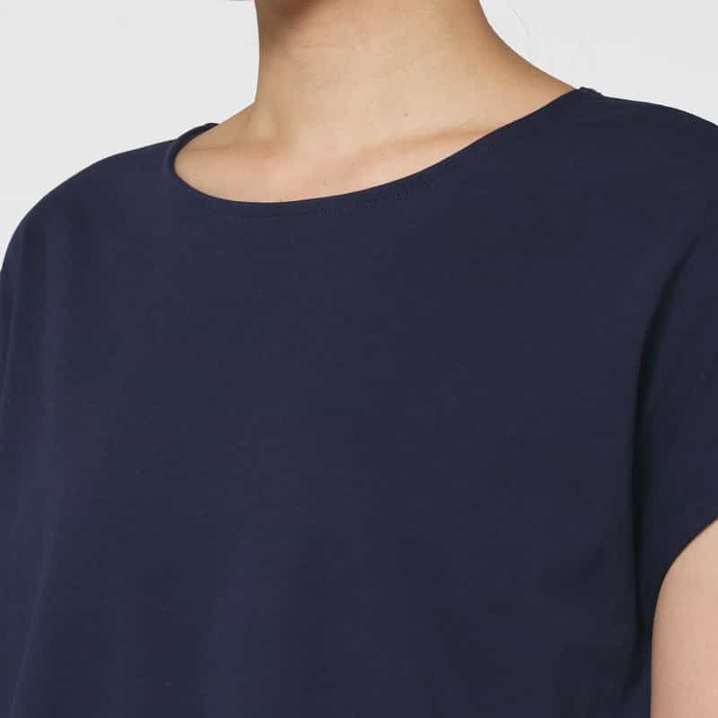 BARNEYS NEW YORK コットン素材 アシンメトリーヘムデザインドレス NAVY