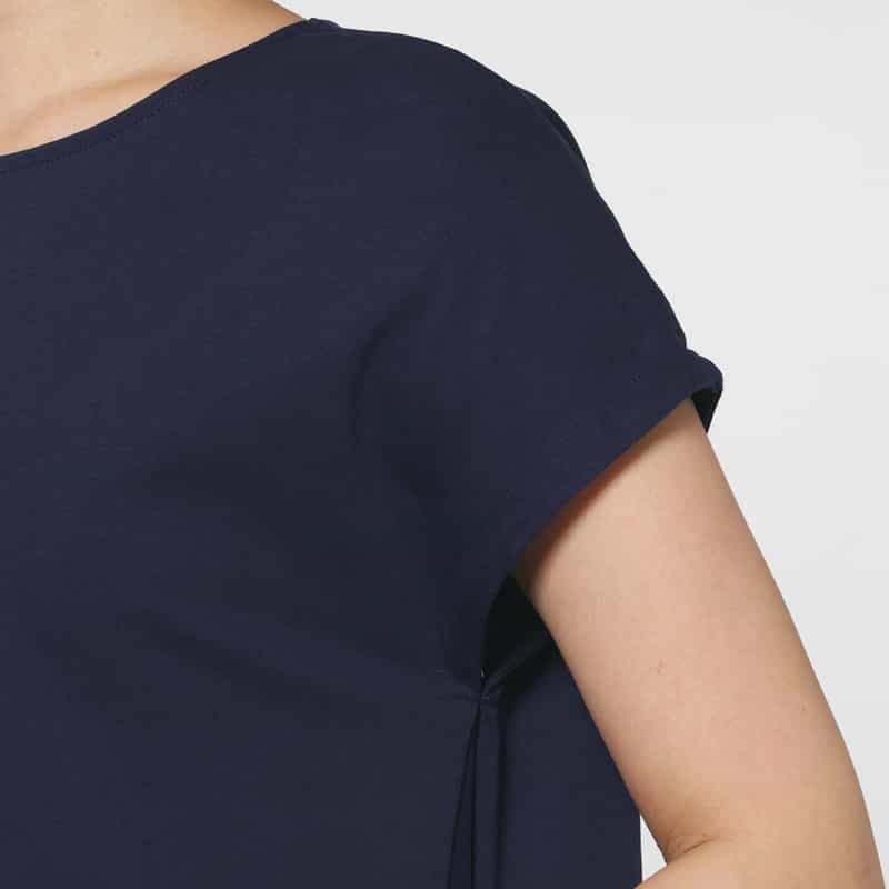 BARNEYS NEW YORK コットン素材 アシンメトリーヘムデザインドレス NAVY