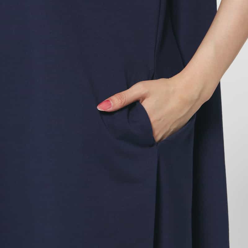 BARNEYS NEW YORK コットン素材 アシンメトリーヘムデザインドレス NAVY