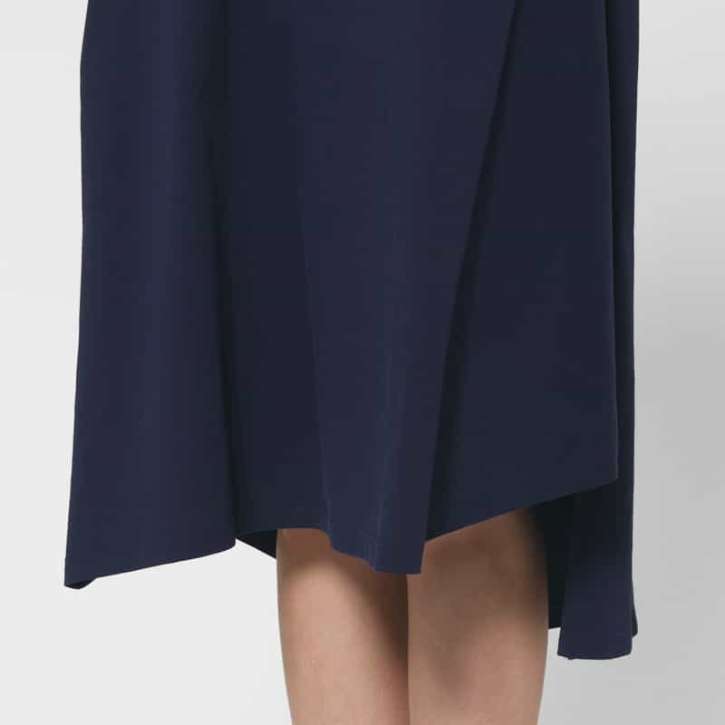 BARNEYS NEW YORK コットン素材 アシンメトリーヘムデザインドレス NAVY