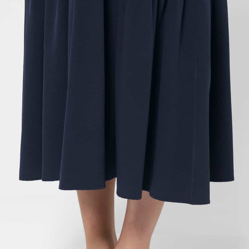 BARNEYS NEW YORK ウォッシャブル スクエアネック ティアードドレス NAVY