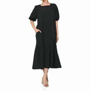 ウォッシャブル スクエアネック ティアードドレス