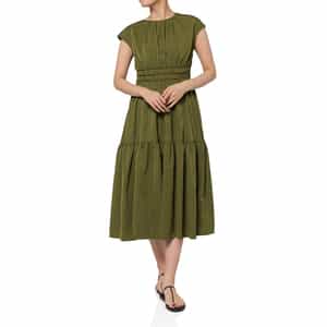 ウォッシャブル フレンチスリーブギャザードレス