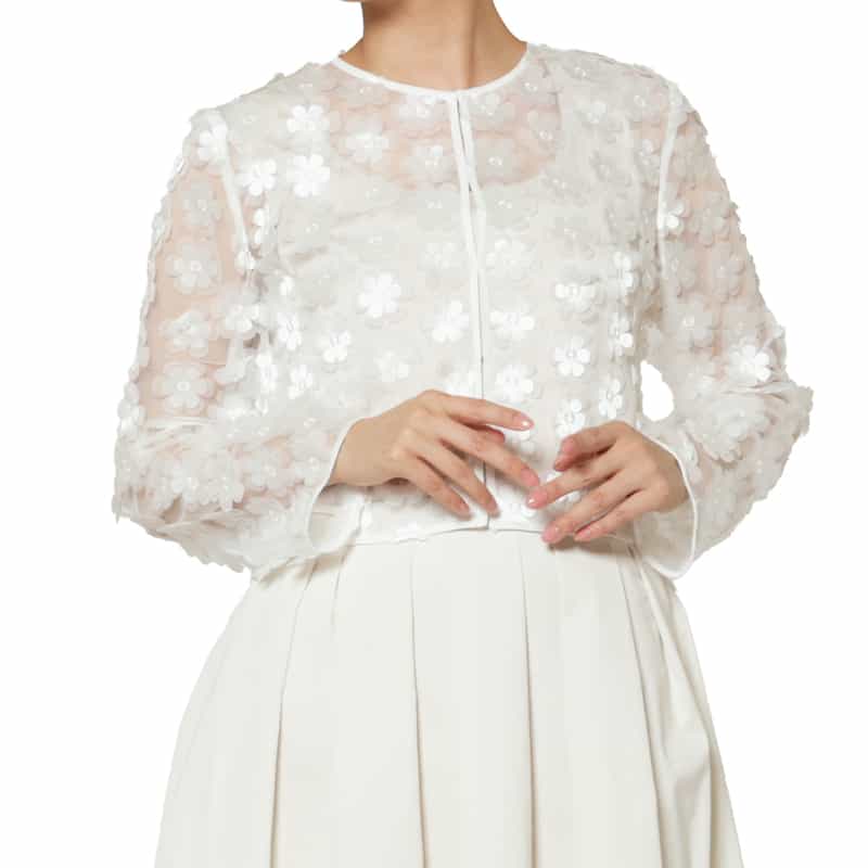 EPINGLER EPINGLER ＜エピングラー＞ フラワーモチーフ シアーカーディガン WHITE