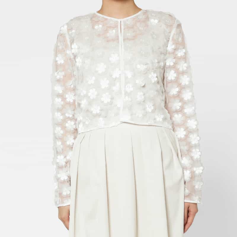 EPINGLER EPINGLER ＜エピングラー＞ フラワーモチーフ シアーカーディガン WHITE