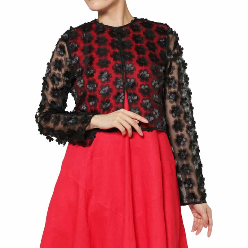 EPINGLER EPINGLER ＜エピングラー＞ フラワーモチーフ シアーカーディガン BLACK