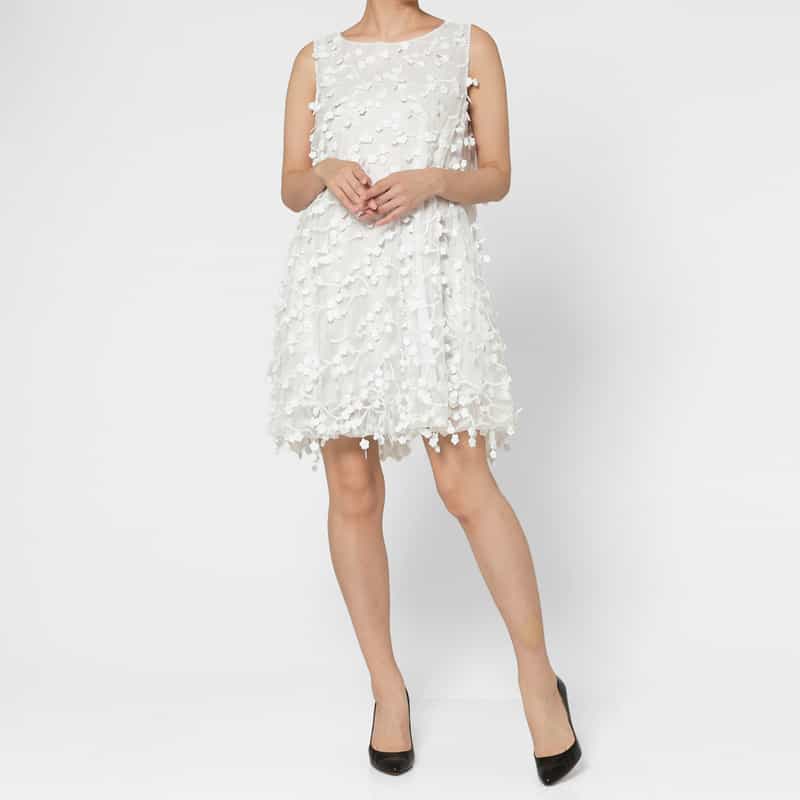 EPINGLER EPINGLER ＜エピングラー＞ エンブロイダリーフラワーデザイン ドレス WHITE