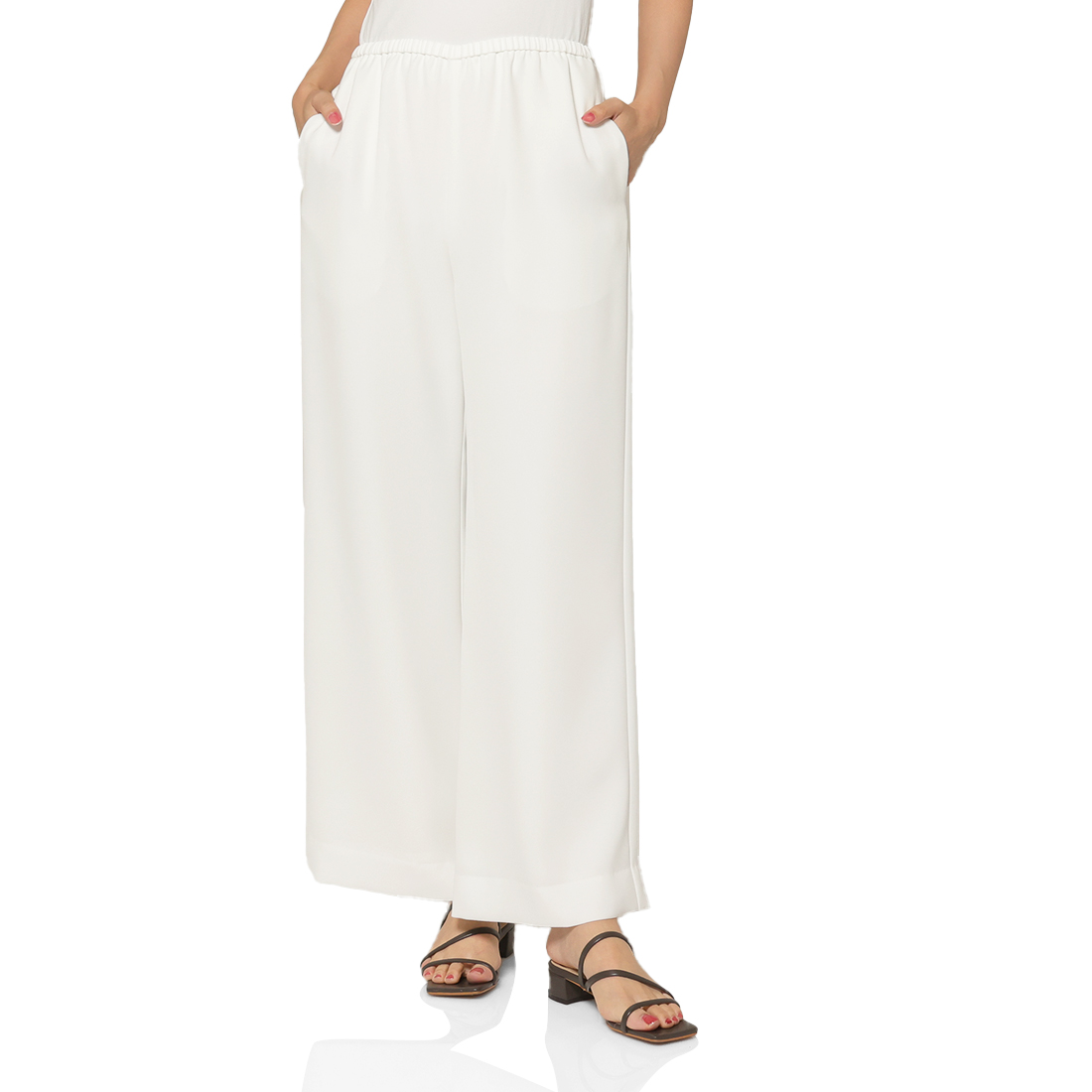 ウォッシャブル ダブルクロスワイドパンツ