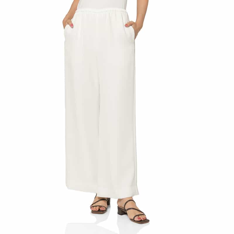 BARNEYS NEW YORK ウォッシャブル ダブルクロスワイドパンツ WHITE