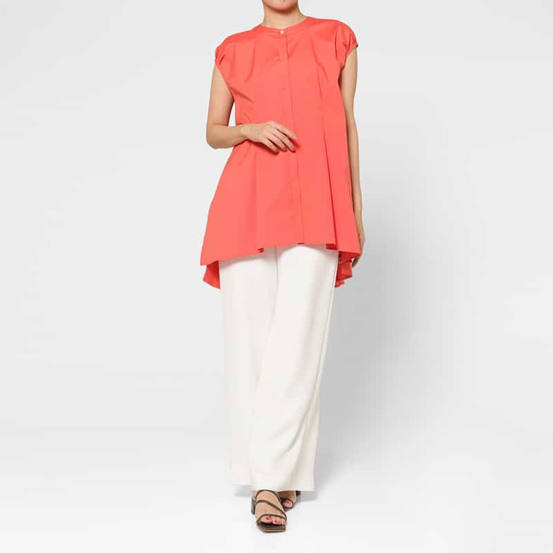 BARNEYS NEW YORK ウォッシャブル ダブルクロスワイドパンツ WHITE